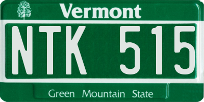 VT license plate NTK515