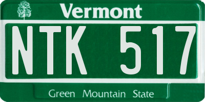VT license plate NTK517
