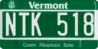 VT license plate NTK518