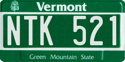 VT license plate NTK521