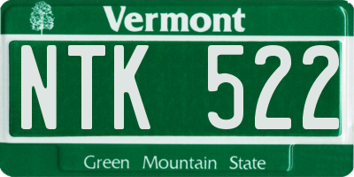 VT license plate NTK522