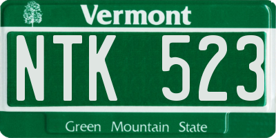 VT license plate NTK523