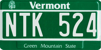 VT license plate NTK524