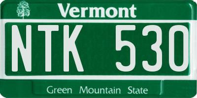 VT license plate NTK530