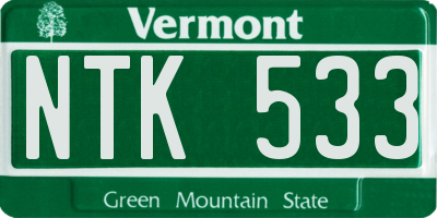 VT license plate NTK533