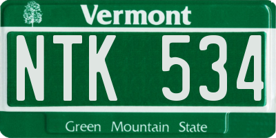 VT license plate NTK534