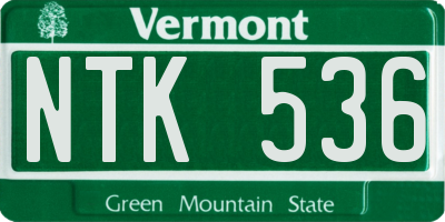 VT license plate NTK536