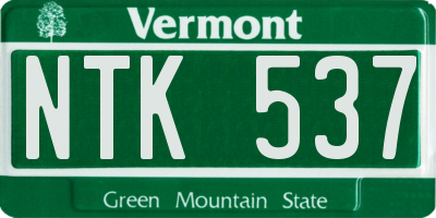 VT license plate NTK537