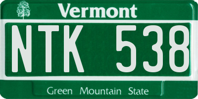 VT license plate NTK538