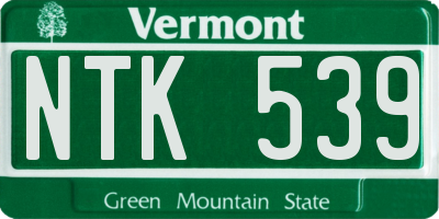 VT license plate NTK539