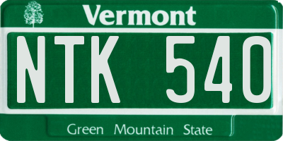 VT license plate NTK540