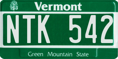 VT license plate NTK542