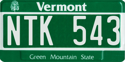 VT license plate NTK543