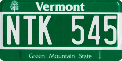 VT license plate NTK545