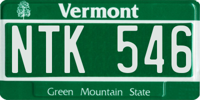 VT license plate NTK546