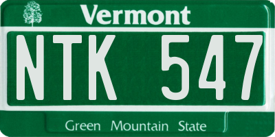 VT license plate NTK547