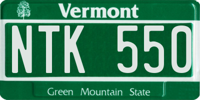 VT license plate NTK550
