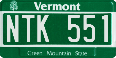 VT license plate NTK551