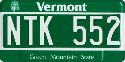 VT license plate NTK552