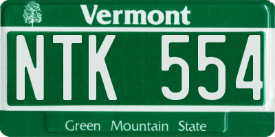 VT license plate NTK554