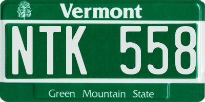 VT license plate NTK558