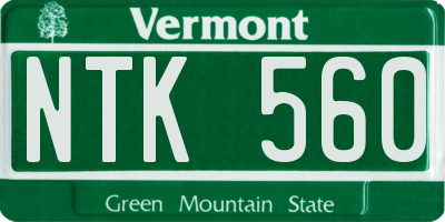 VT license plate NTK560