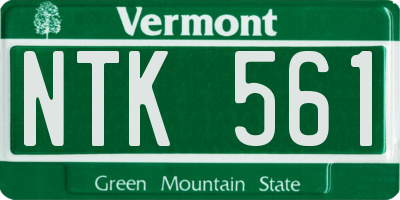 VT license plate NTK561