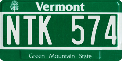 VT license plate NTK574
