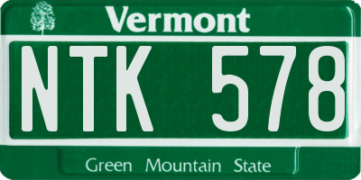 VT license plate NTK578