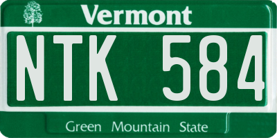 VT license plate NTK584