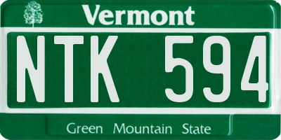 VT license plate NTK594