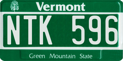 VT license plate NTK596