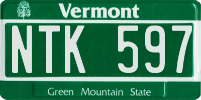 VT license plate NTK597