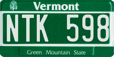 VT license plate NTK598