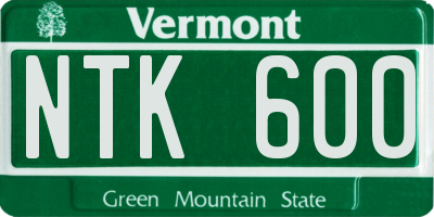 VT license plate NTK600