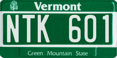 VT license plate NTK601