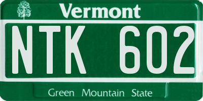 VT license plate NTK602