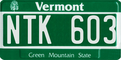 VT license plate NTK603
