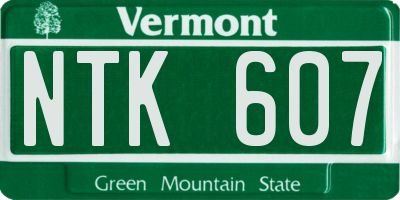 VT license plate NTK607