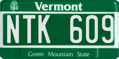 VT license plate NTK609
