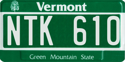 VT license plate NTK610