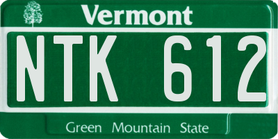 VT license plate NTK612