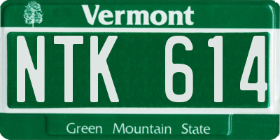 VT license plate NTK614