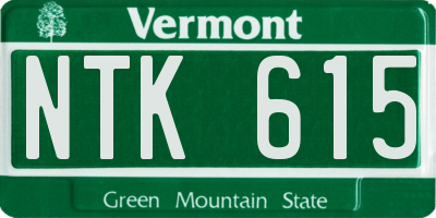 VT license plate NTK615