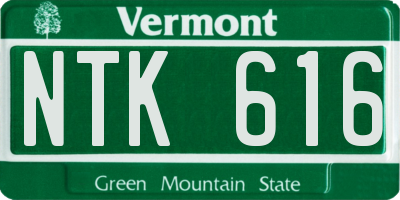 VT license plate NTK616