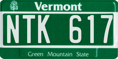 VT license plate NTK617