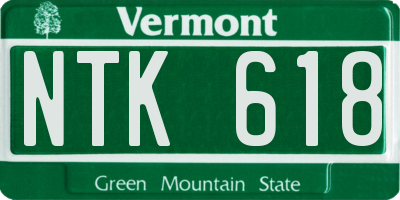 VT license plate NTK618