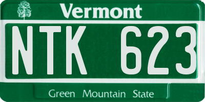 VT license plate NTK623