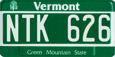 VT license plate NTK626