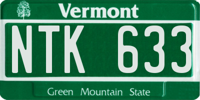 VT license plate NTK633